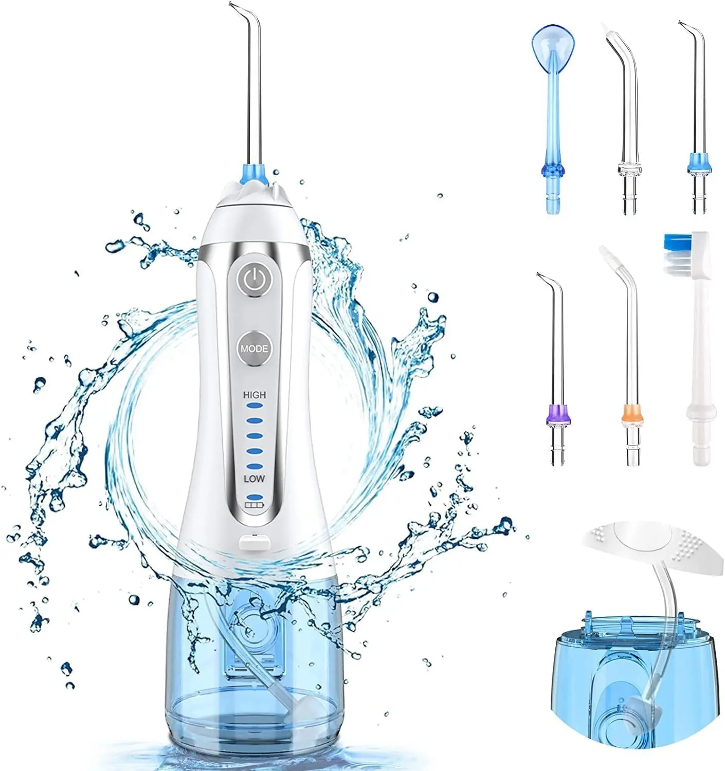 

Water Flossers Teeth, Cordless Portable Teeth Cleaner , 5 Modes & 6 Jet Tips, IPX7 Waterproof, 360°Rotation USB Rechargeable