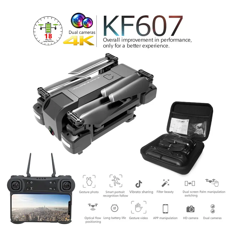 

KF607 RC Drone 4K Professional HD Dual Camera GPS With WiFi FPV Positioning Optical Flow Selfie Flodable Quadcopter For KidsToys