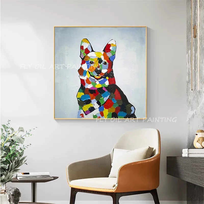 Картина маслом симпатичное животное для офиса гостиной 100%