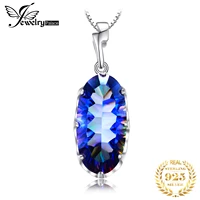 jewelrypalace 11 8ct genuine mystical blue rainbow topaz 925 sterling silver pendant necklace for women gemstone choker no chain