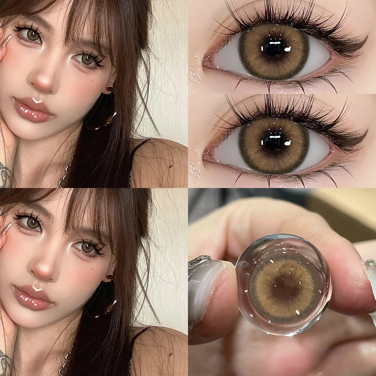 Коричневые линзы для глаз корейские натуральные 0-6 00 градусов цветные контактные