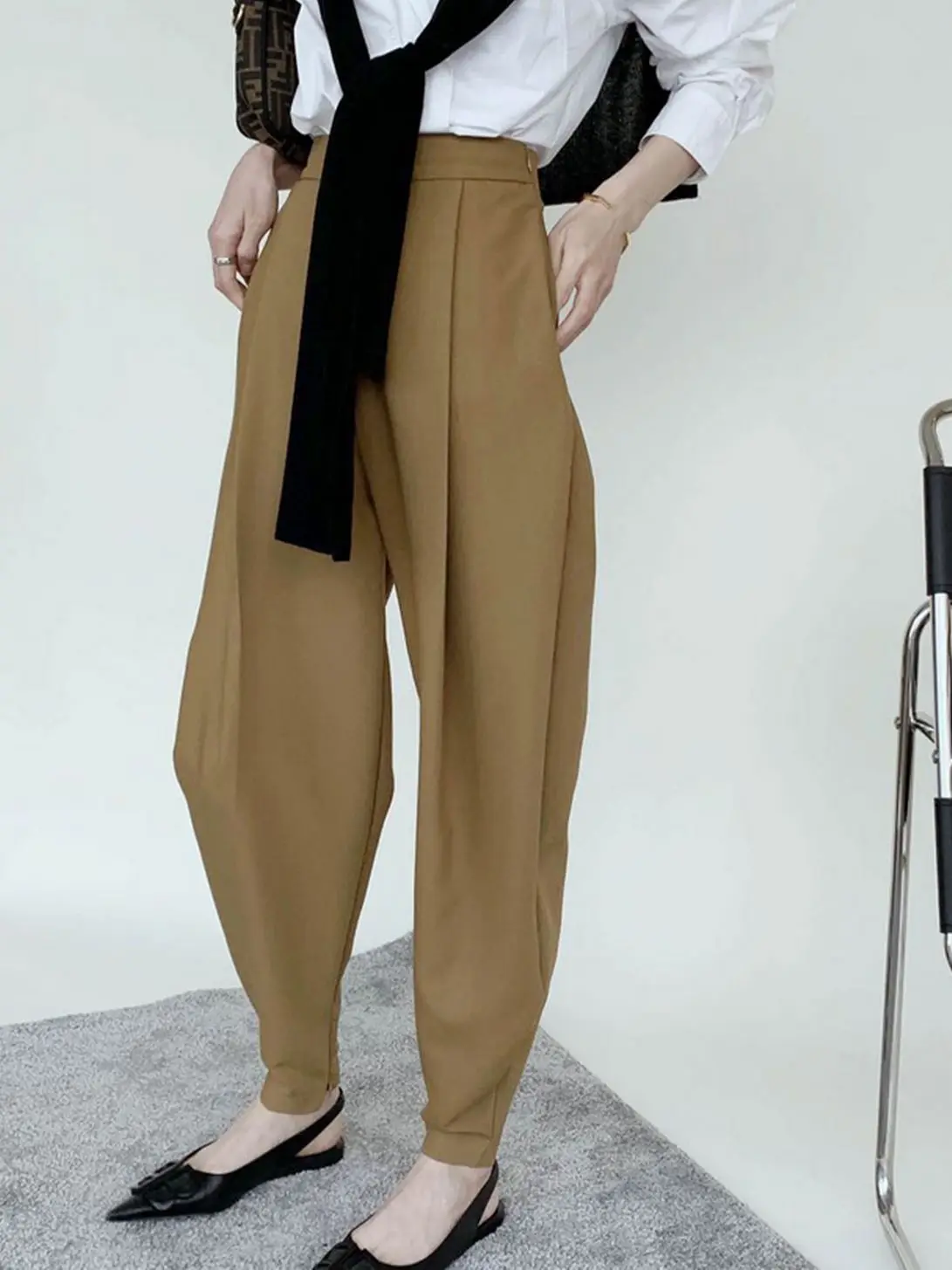 

Свободные брюки Toppies с высокой талией, модные штаны в Корейском стиле для женщин, брюки в стиле минималиста