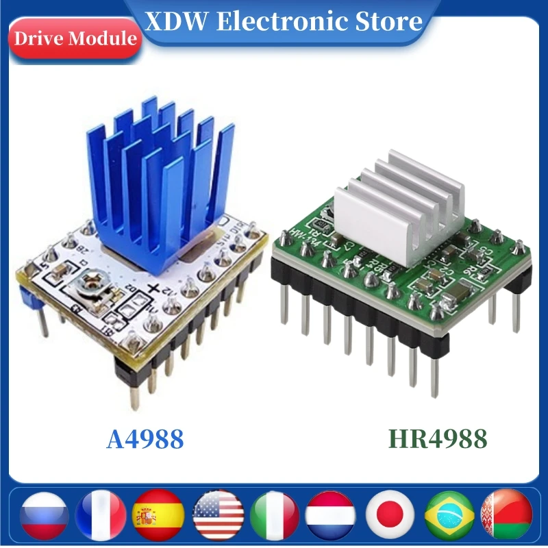 

HR498 A4988 StepStick Stepper Driver + Heat Sink For Reprap 3D Printer Parts With Heatsink Accessorie