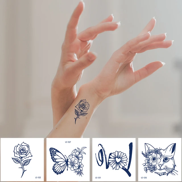 Semi-Permanent Temporary Tattoos Small Hand Finger Wrist Body Art Painting Women Beauty Fake Tattoo Stickers Long Lasting Cute 1