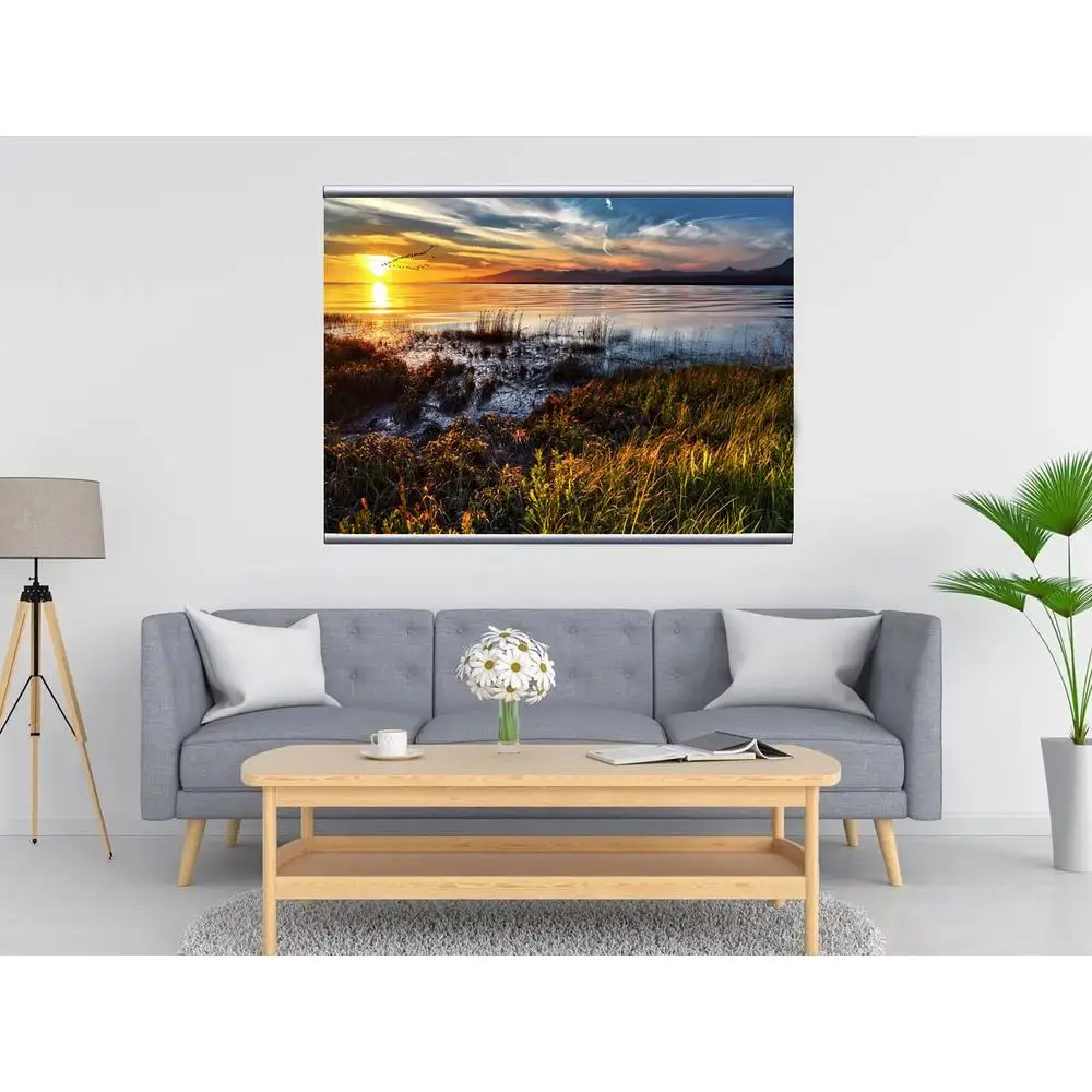 LinxOne постер &quotЧеловек горы строение горный пейзаж ночь&quot на экокоже с алюм