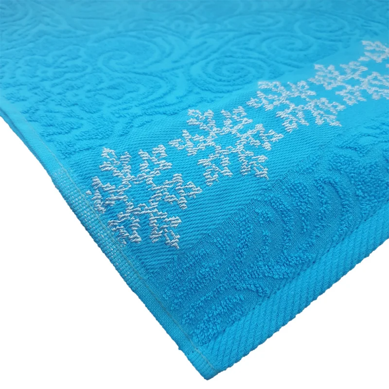 Махровое полотенце Вышний Волочек 35х70 - Снежинка морская волна