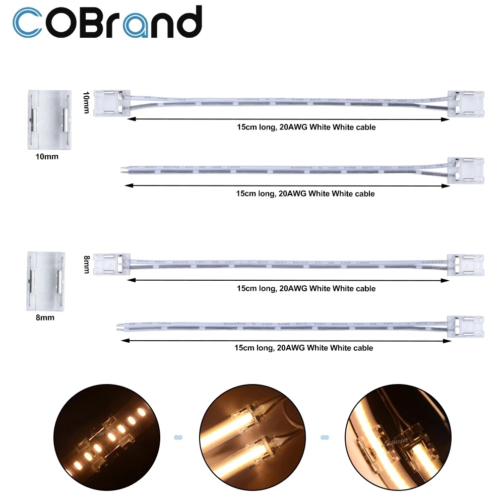 

Светодиодная лента 5-8-10 мм, 5 шт., быстрый разъем для 2-контактной гибкой ленты IP20, с высокой плотностью