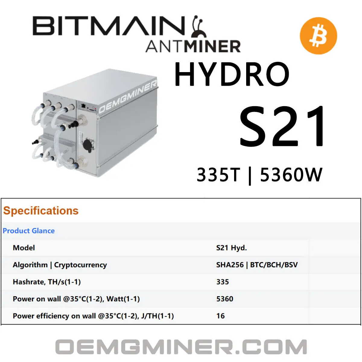 OA КУПИТЬ 6 ПОЛУЧИ 3 БЕСПЛАТНО Новый Bitmain Antminer S21 Pro Hyd 335Th/s 5360W Asic Bitcoin BTC Miner Mining