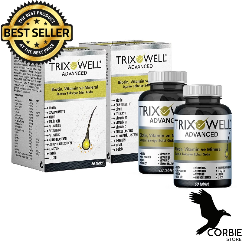 

Пищевая добавка Trixowell Advanced против выпадения волос, 2 коробки, 120 капсул, биотин, селен, молибденовый Утюг B2 B3 C и E Vit