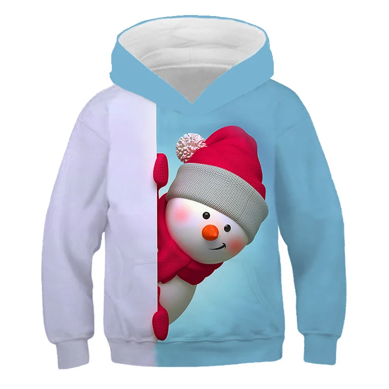 

Christmas Santa Claus Kids Sweatshirts Cartoon Boys Girls Autumn Winter Christmas Hooded Toddler Long Sleeve Clothes Sweaters