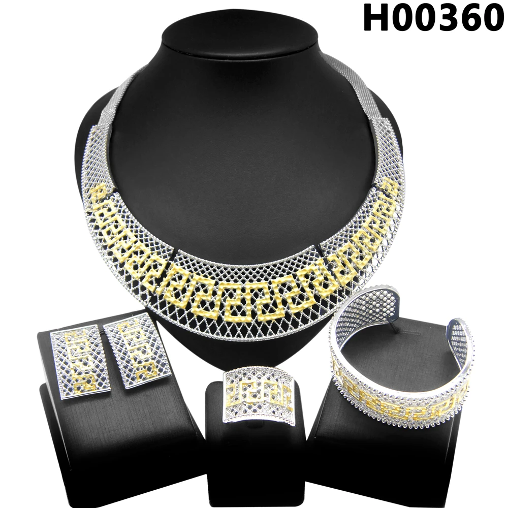 Jewelry Sets For Women 24k Original  Surround Necklace Gold Plate  Cutout Minimalist Design Anniversary Party Free Shipping