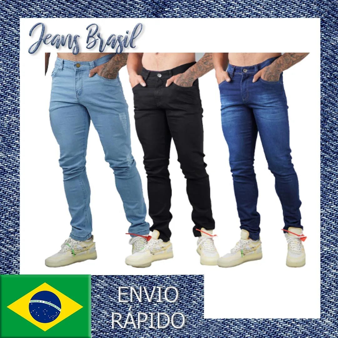 

JEANS BRAZIL KIT 3 PANTS Men's Jeans Skinny Slim With Lycras Fashion With Pocket Men's Clothing QUICK SHIP