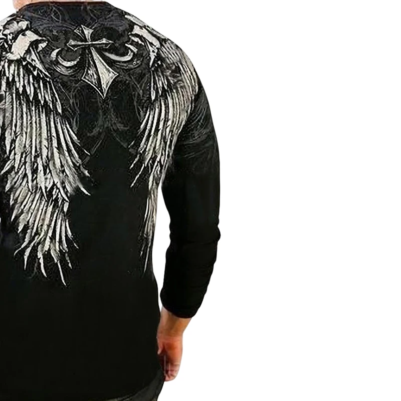 Мужская футболка с принтом крыльев в готическом стиле Винтажная панк уличная