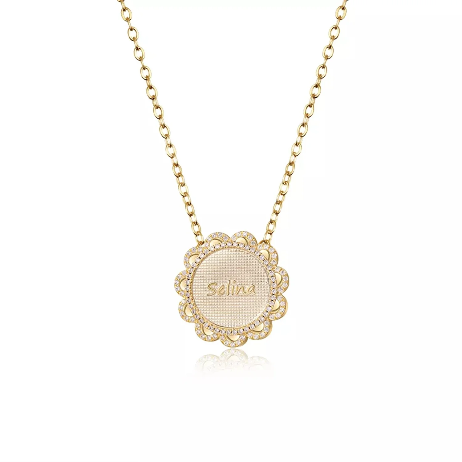 

Custom Sunflower Pendant Necklace With Diamond Personalized Zirconia Choker Necklaces Vintage Fashion Daily Jewelry For Female