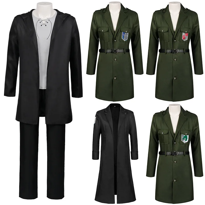 

Attack on Titan Cosplay Levi Costume Shingek No Kyojin Scouting Legion Soldier Coat Trench Jacket Uniform Men Halloween Outfit