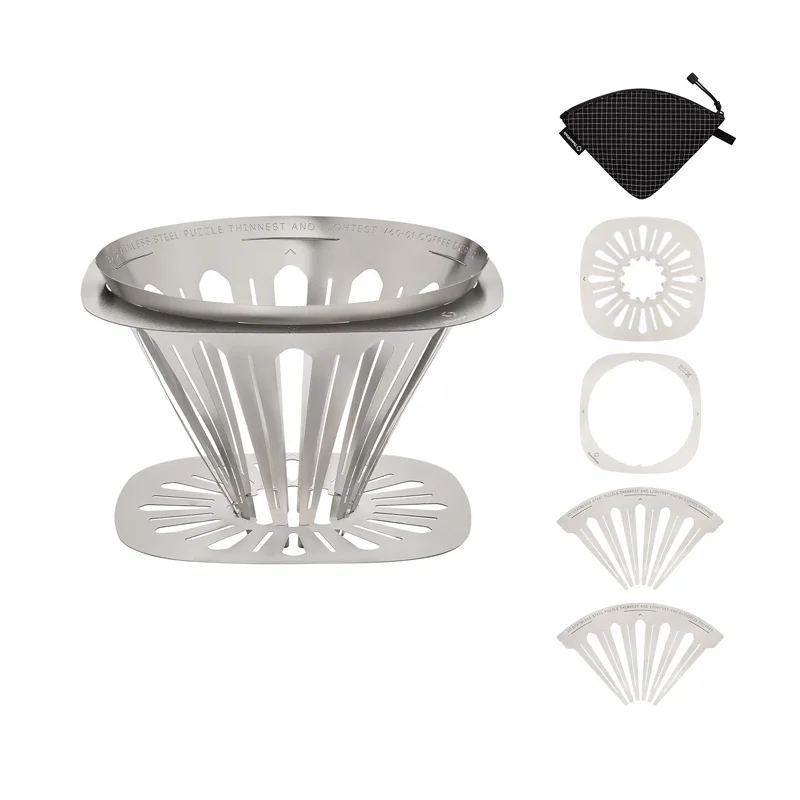 

Складной фильтр для кофе Thous Winds, портативная капельница для кофе из нержавеющей стали для кемпинга, пеших прогулок, кемпинга, дома, офиса