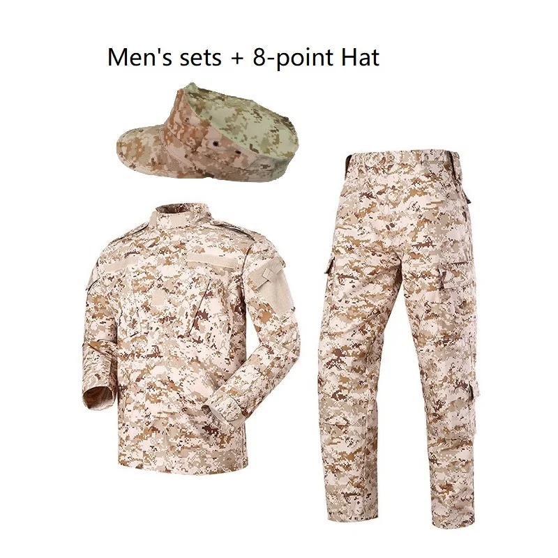 Military Man Derset Digital Camouflage  Army Uniform ACU Ribstop Military Uiforms With 8-Point Military Hat Man Military Outfit