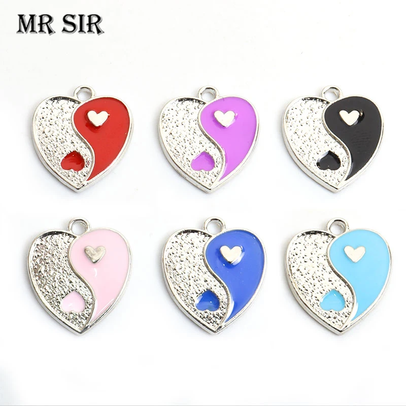 

Yin Yang Loving Heart Enamel Charms DIY Making Jewelry Handmade Findings Fashion Earrings Necklace Bracelet Pendants Accessories