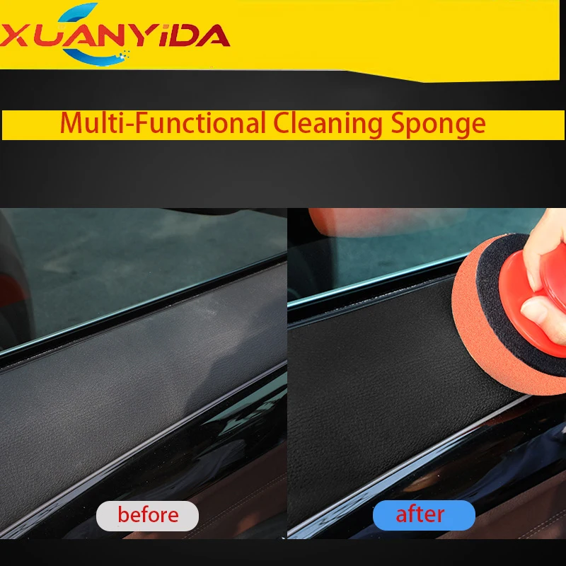 

Xuanyida 6pcs/Set with Handle Car Waxing Multi-Functional Use Cleaning Sponge Density Buffing Wipe Polisher Pads Kit Polishing