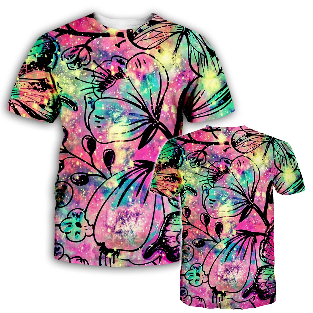 

Rainbow Butterfly Popular Hip Pop Women Men T Shirt 3D Print Fashion Short Sleeve Tshirt Pullover Casual Tracksuits