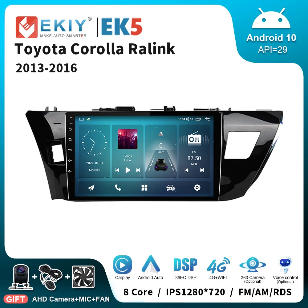 

EKIY EK5 10" Car Android 10 Auto Stereo For Toyota Corolla Ralink 2013-2016 Navigation AI Voice Bluetooth Carplay Head Unit DSP
