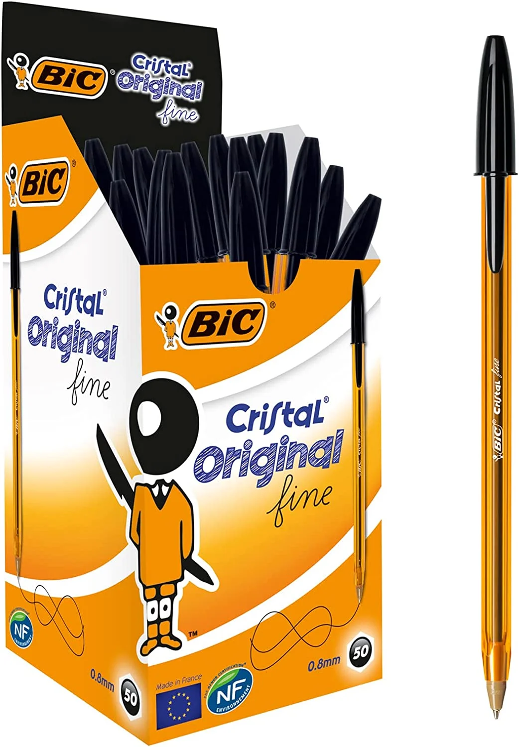 

Оригинальные шариковые ручки BIC Cristal, средняя точка (1,0 мм), ежедневные Письменные ручки с прозрачным корпусом, коробка из 50 шт.