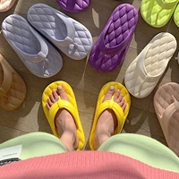 wholesale summer fashion solid color simple seaside wear eva soft thick bottom diamond beach flip flops