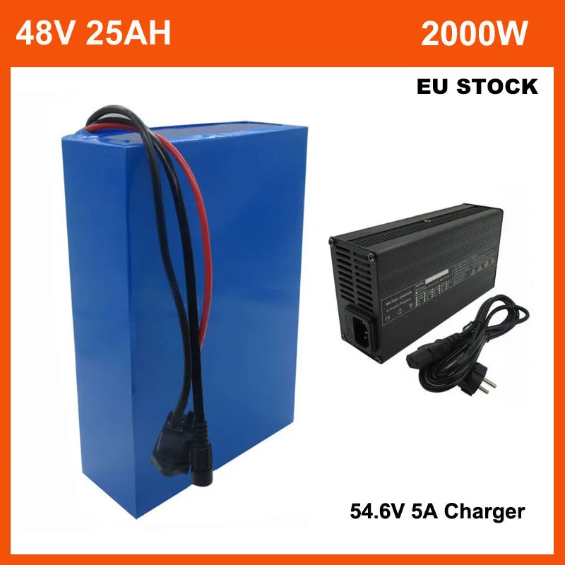 

13S 48V 25AH Lithium Battery Pack 14S 52V 25AH Electric Bike batterie 48 V Motorcycle Bateria Akku 2500MAH 18650 Cell 5A charger
