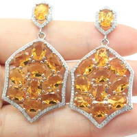 53x26mm luxury 13 7g golden citrine pink kunzite white cz women dating silver earrings drop shipping