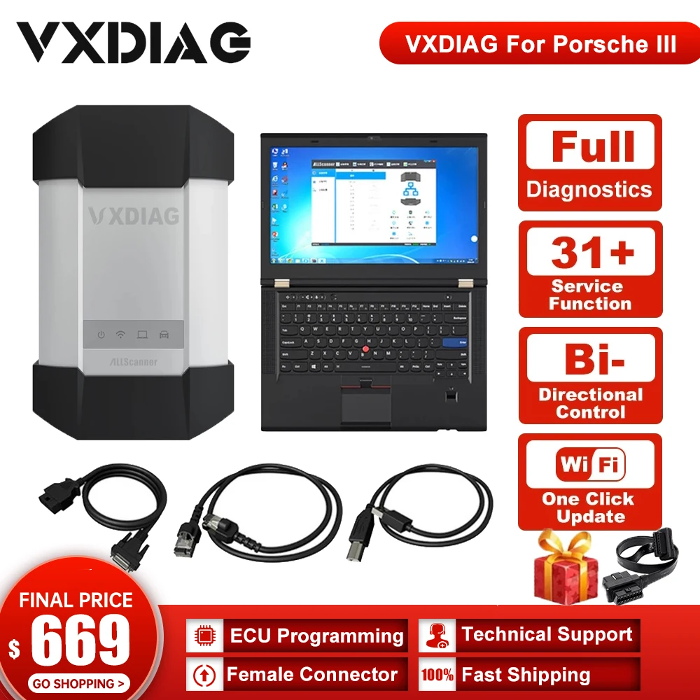 

VXDIAG VCX Car Diagnostic Scanner Tool For Porsche III DOIP OBD2 Scanner For PIWIS 3 ECU Programming All System Diagnosis Tools