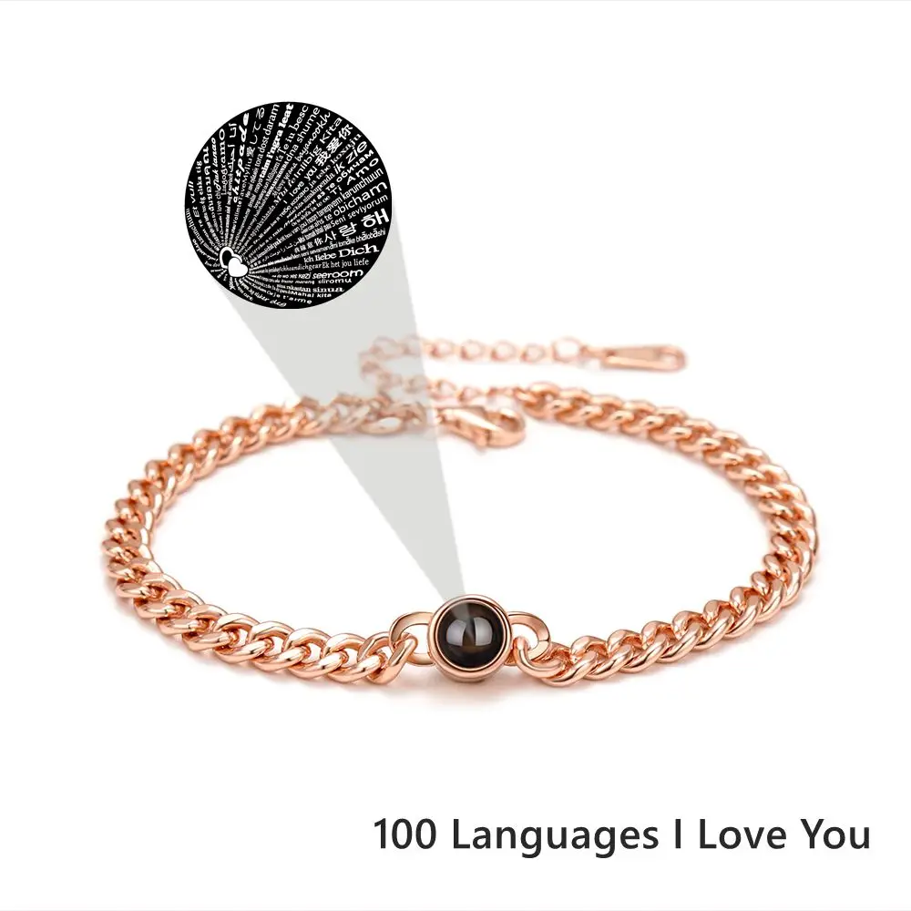 925 Sterling Silver Personalized Chain Custom Projection Photo Bracelet for Women Men Couple Classic Punk Jewelry Birthday Gift