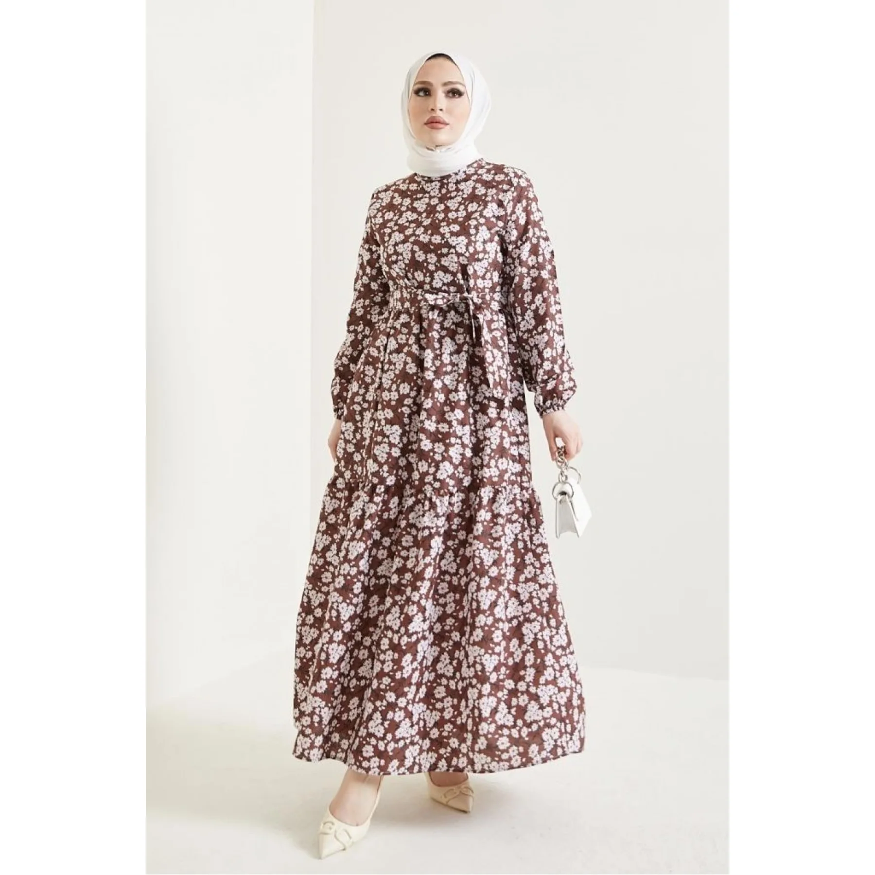 Flowers Detailed  Summer Maxi Muslim Dress Woman Abaya Dress Abaya Caftan Dubai Kaftan Robe Muslim Long Dress Modest Muslim Sets