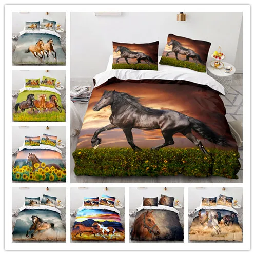 

Animal 3D Horse Duvet Cover Large Calico Double Bed Quilt Cover Bedding Set Single