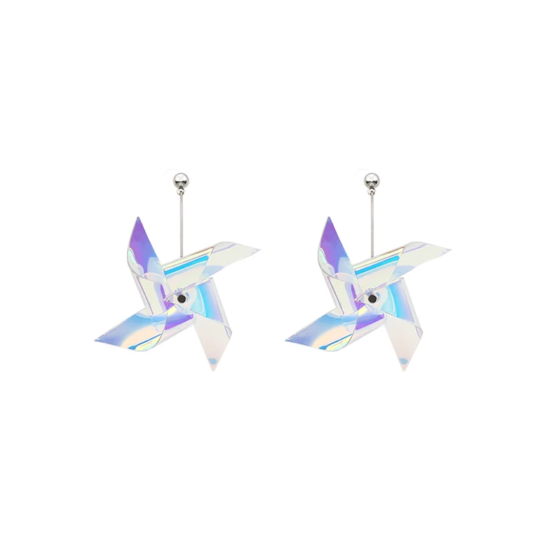 

Fashion Transparent Laser Windmill Drop Earrings Cute Colorful Cyberpunk Earrings for Women