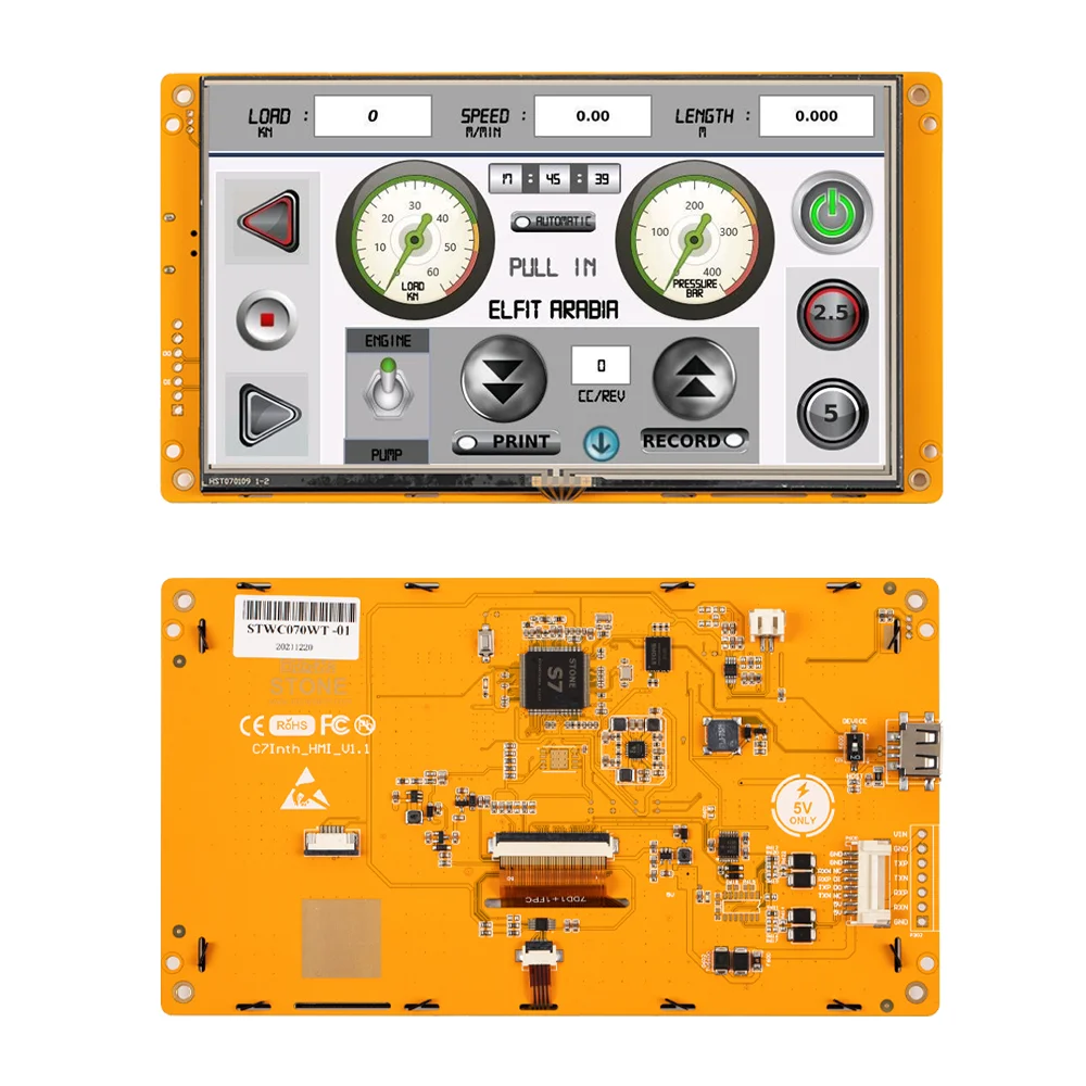 STONE 7.0 Inch HMI TFT LCD Display Module with GUI Design Program + RS232/RS485 Interface