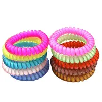 Lots 100pcs Candy Color Hair Jewelry Telephone Line Rope for Women Girl Ｗire Rope Band Accessory