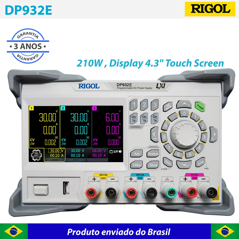 

DP932E - Fonte de alimentação 3 canais, 4.3" Touch Screen, 210 W - Enviado do Brasil