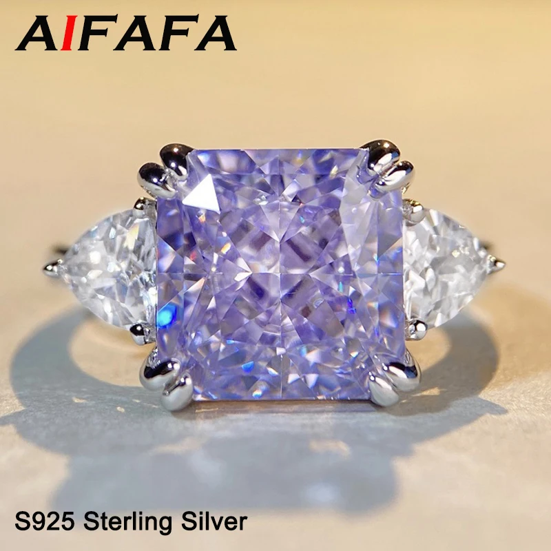 

AIFAFA 100% S925 Sterling Silver Created Moissanite 6 Color Diamonds Gemstone Proposal Wedding Engagement Ring Jewelry Wholesale