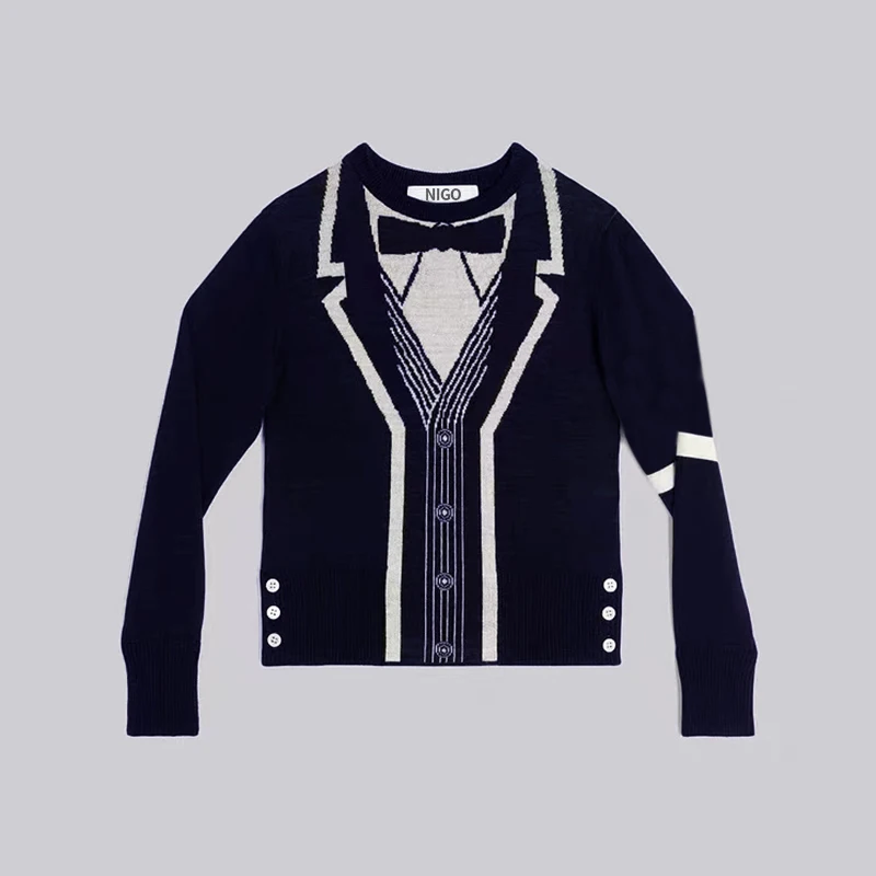 

NIGO Children's Jacquard Round Neck Casual Long Sleeve Sweater #nigo33585