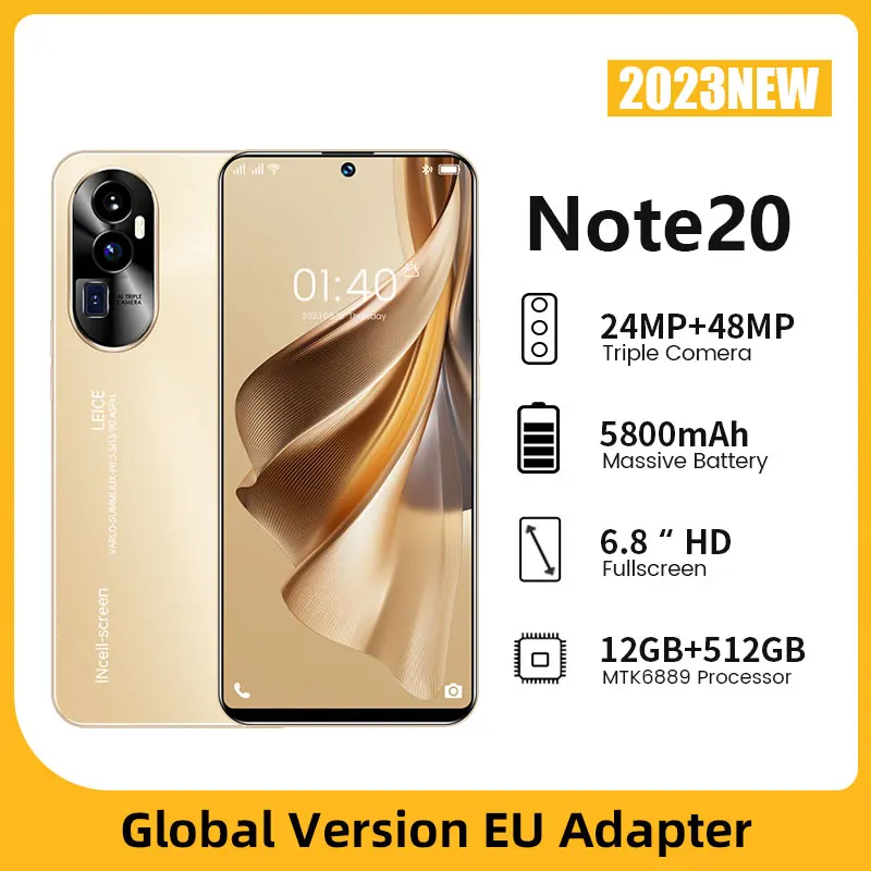 Cellphone NOTE20+ Global version 6.8inch android13 smartphone 8gb 256gb 128gb WIFI gaming celular original 2023 mobile phones