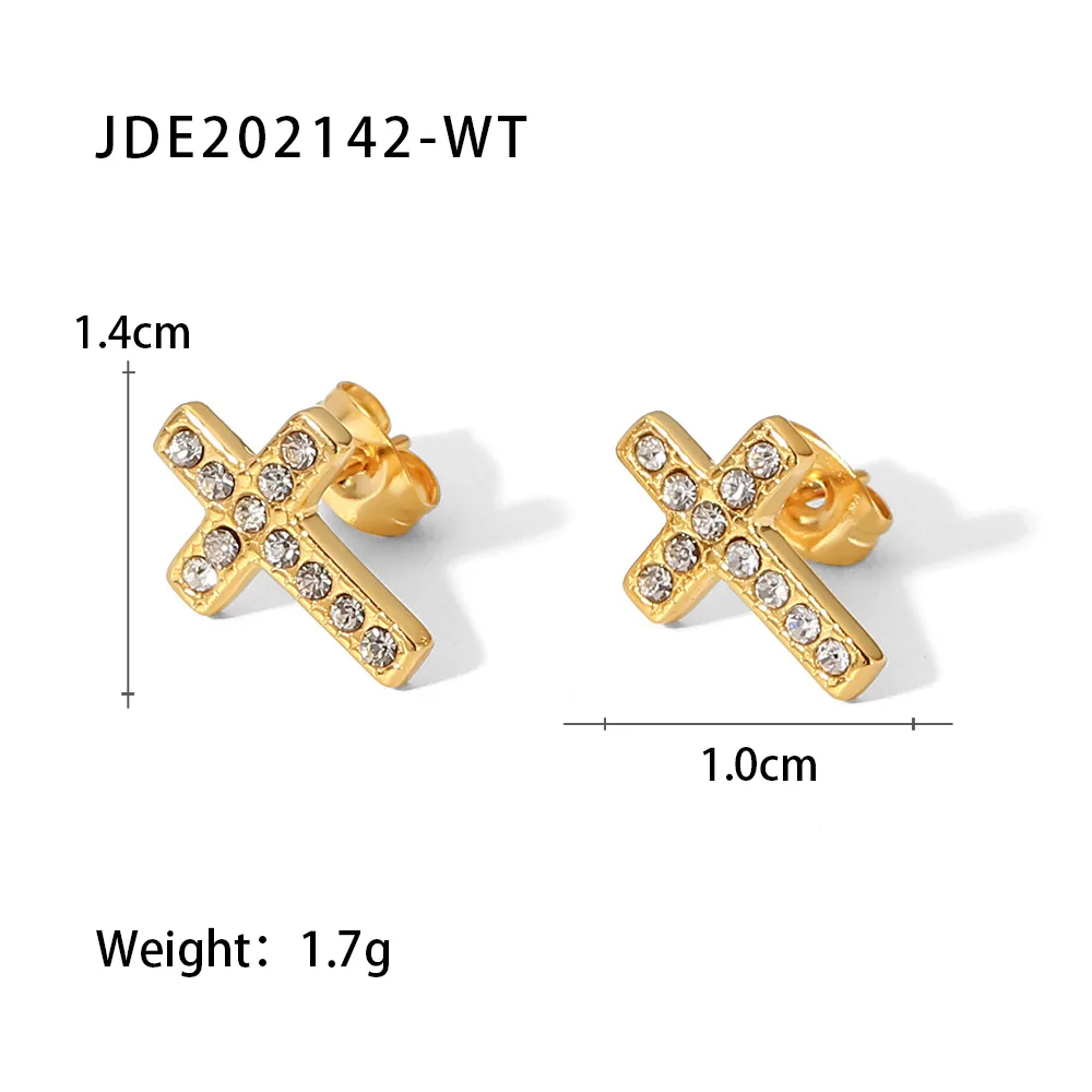 Uworld Роскошные серьги-гвоздики с белым цирконом инкрустированные крестом Женская