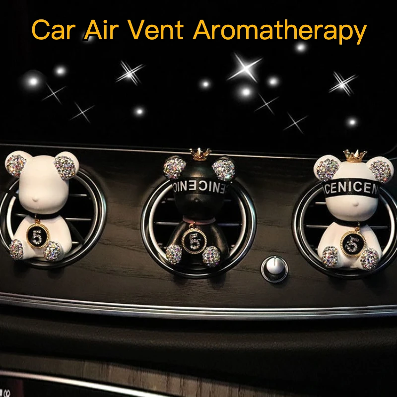 

Car Perfume Air Outlet Car Interior Decoration Cute Diamond Bear Ornaments Female Car Air Conditioner Aromatherapy