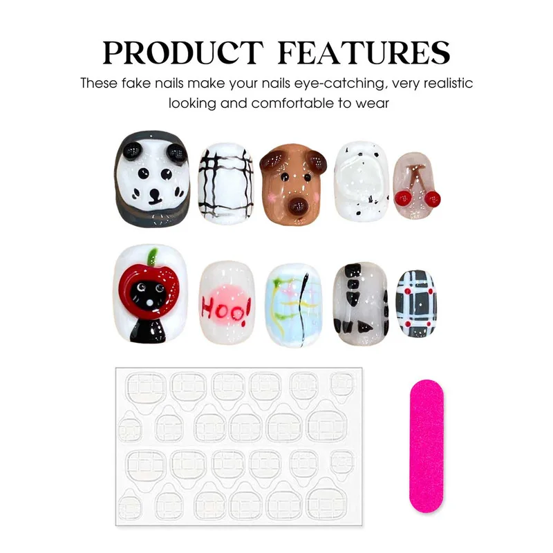 Милые стильные Короткие накладные ногти с принтом Собаки Очаровательный Удобный