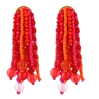 bohemian handmade beaded long chain earrings for woman party holiday accessories