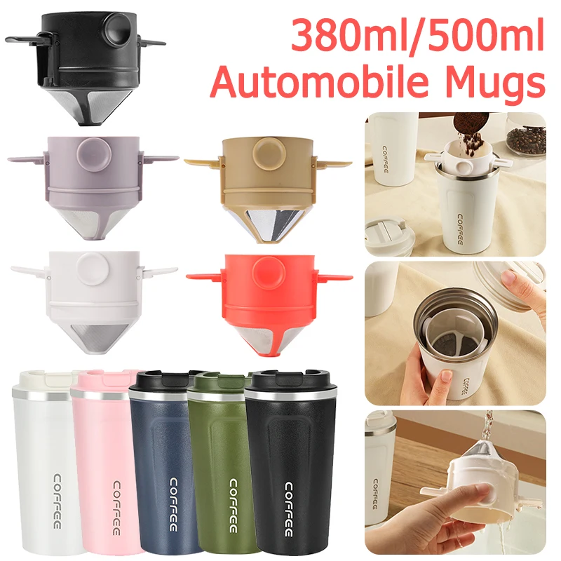 

350ml/500ml Stainless Steel Coffee Cup Travel Thermal Mug Leak-Proof Thermos Bottle Tea Coffee Mug Vacuum Flask Insulated Cups