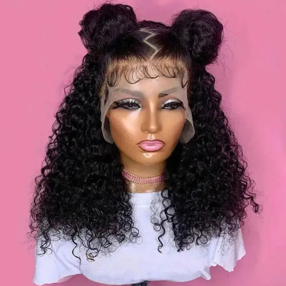 Luxurious 12A Brazilian Virgin Human Hair Wig Kinky Curly Goddess Style 13x4 HD Transparent Lace Frontal With Baby Hair Up To 40