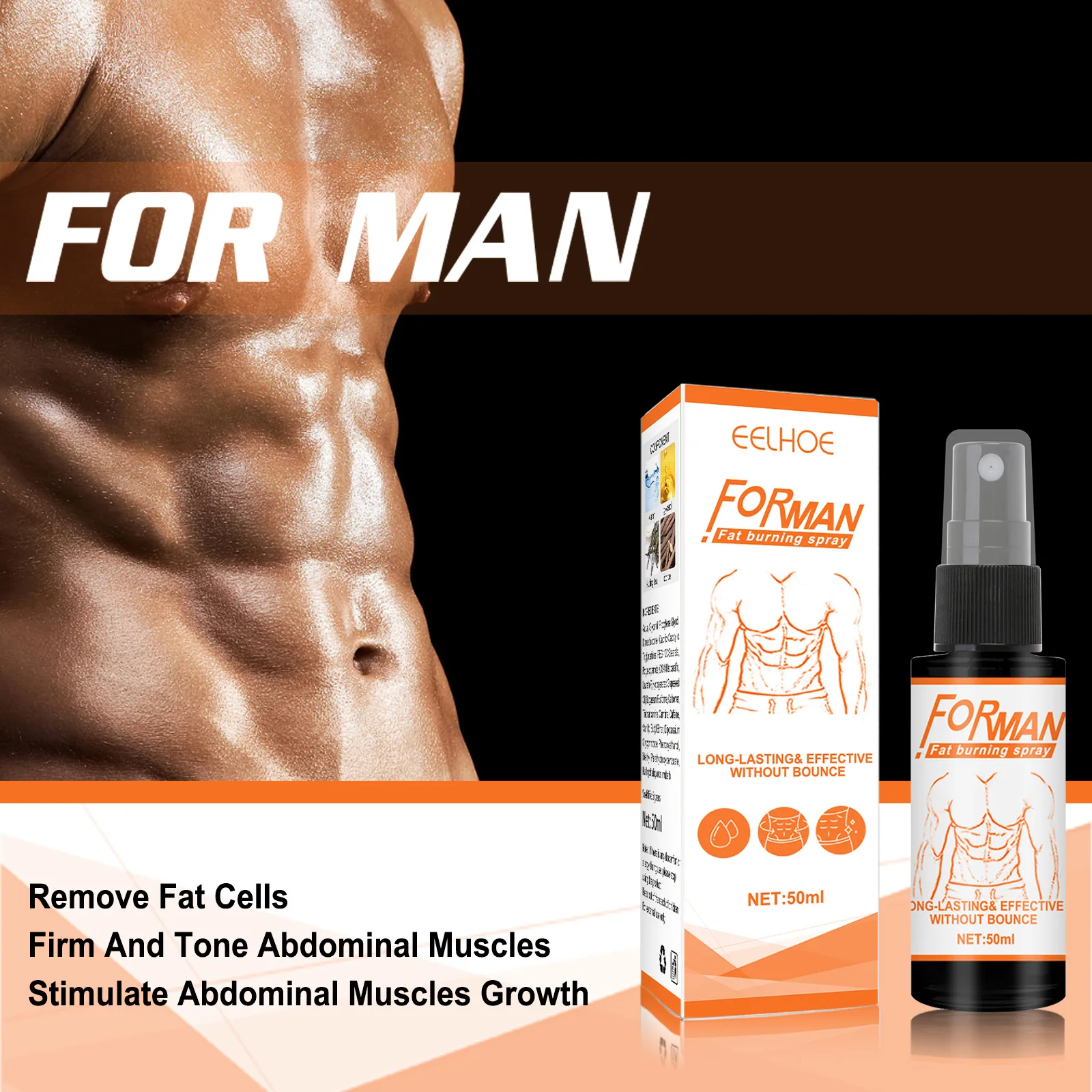 

Men Grow Muscles Oil Spray Powerful Abdominal Muscle Spray Anti Cellulite Burn Fat Weight Loss Products Strong Men