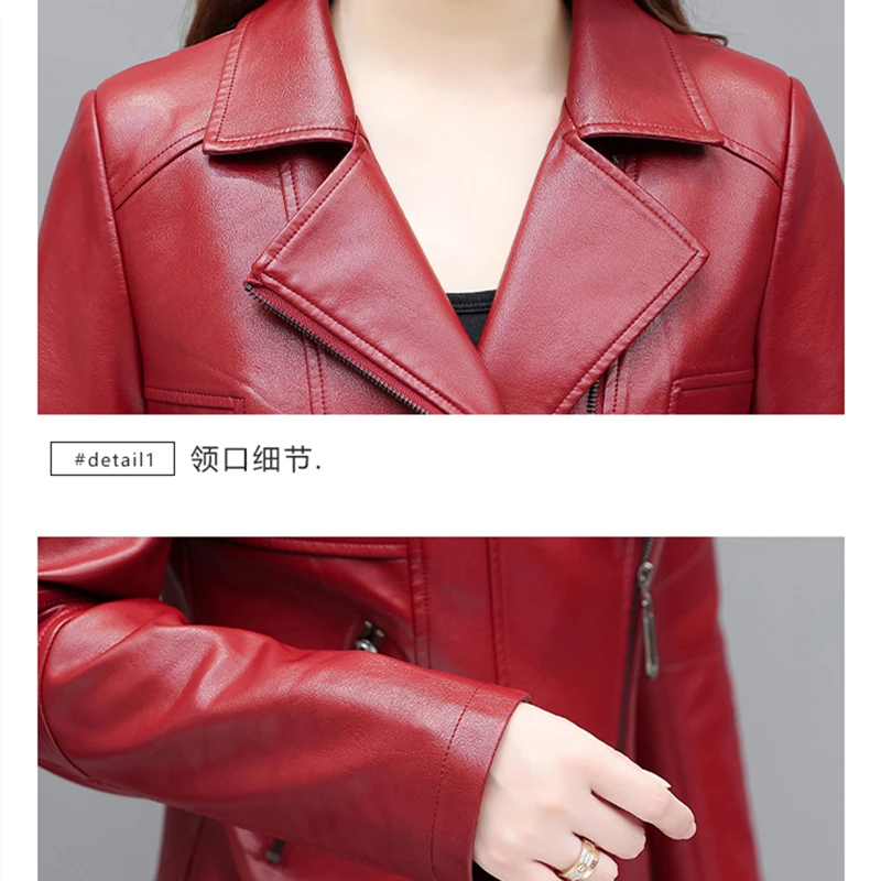 Autumn Lady Faux Leather Jacket Black Motorcycle Moto Biker Short Coat Womens Leather Jacket - Leather Jackets for Women