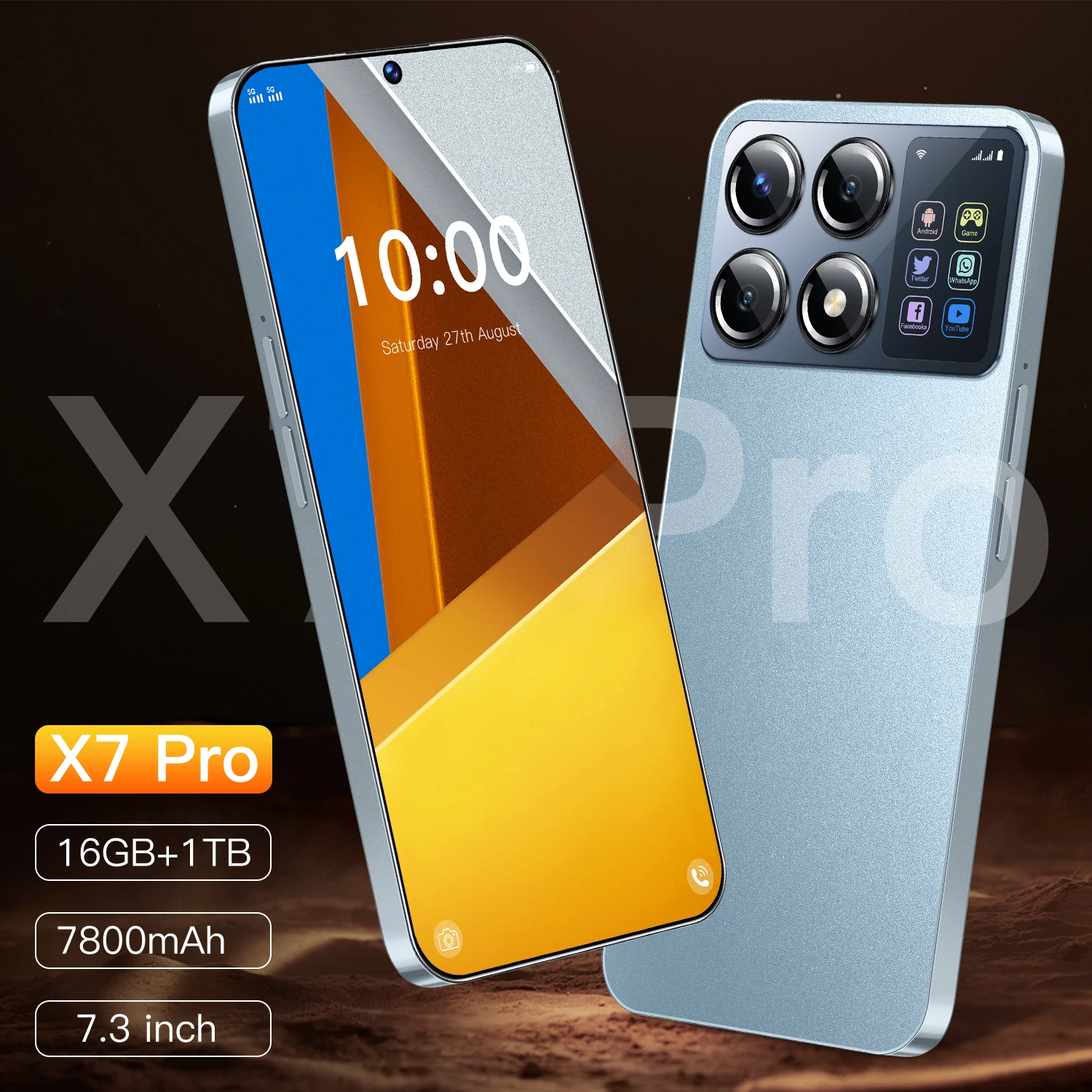 2024 Новый смартфон X7 Pro, 7,3-дюймовый полноэкранный мобильный ...