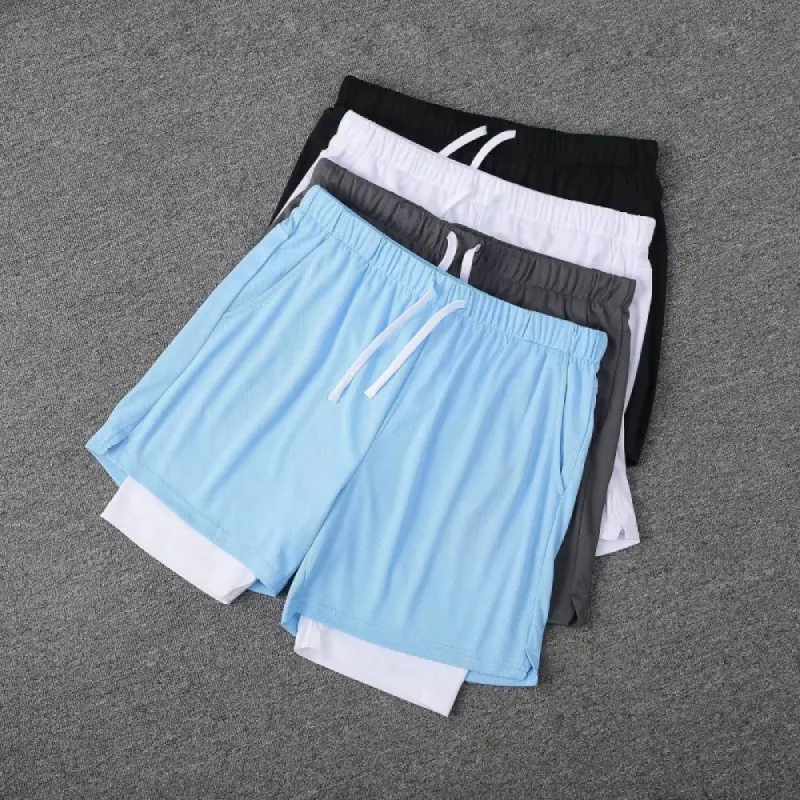 

Men Running Mesh Shorts 2023 Summer 2 Layers 2 in 1 Yoga Basketball Jogging Zumba Pants Male Female Quick Dry Tracksuit